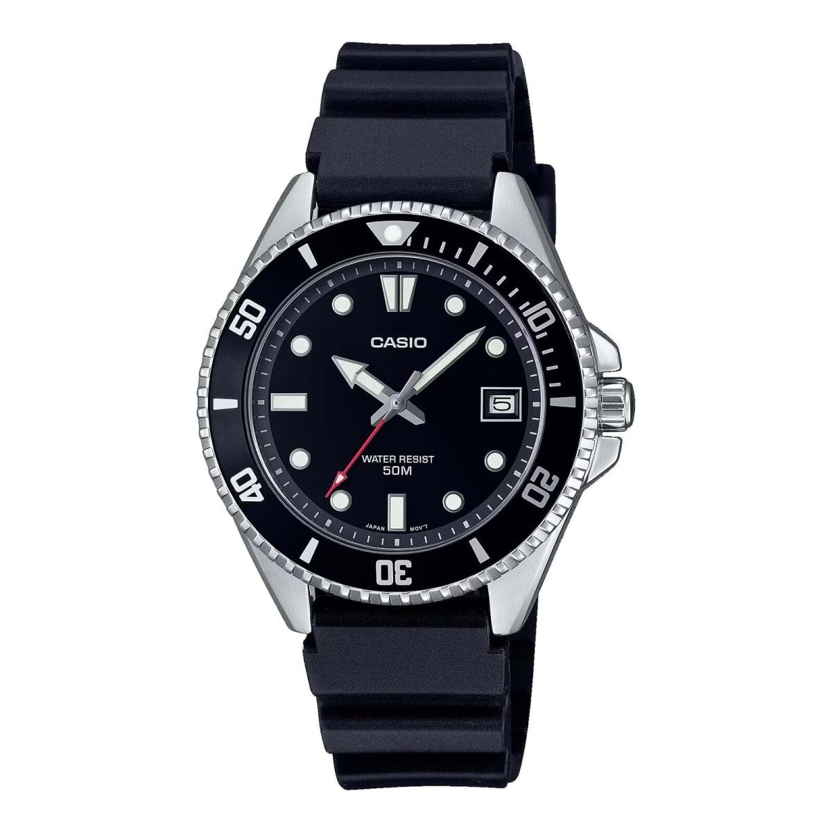 Casio MDV10-1A1 Unisex Dive 38mm Rubber Band Black Dial Sports Watch - Dial: Black