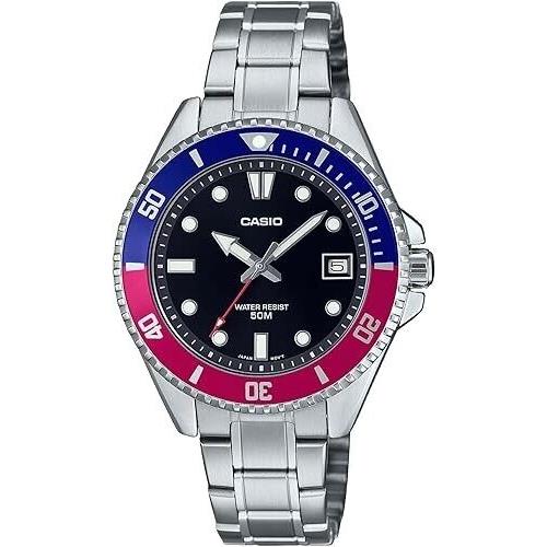 Casio MDV10D-1A3 Unisex Dive 38 mm Stainless Steel Watch Red/blue