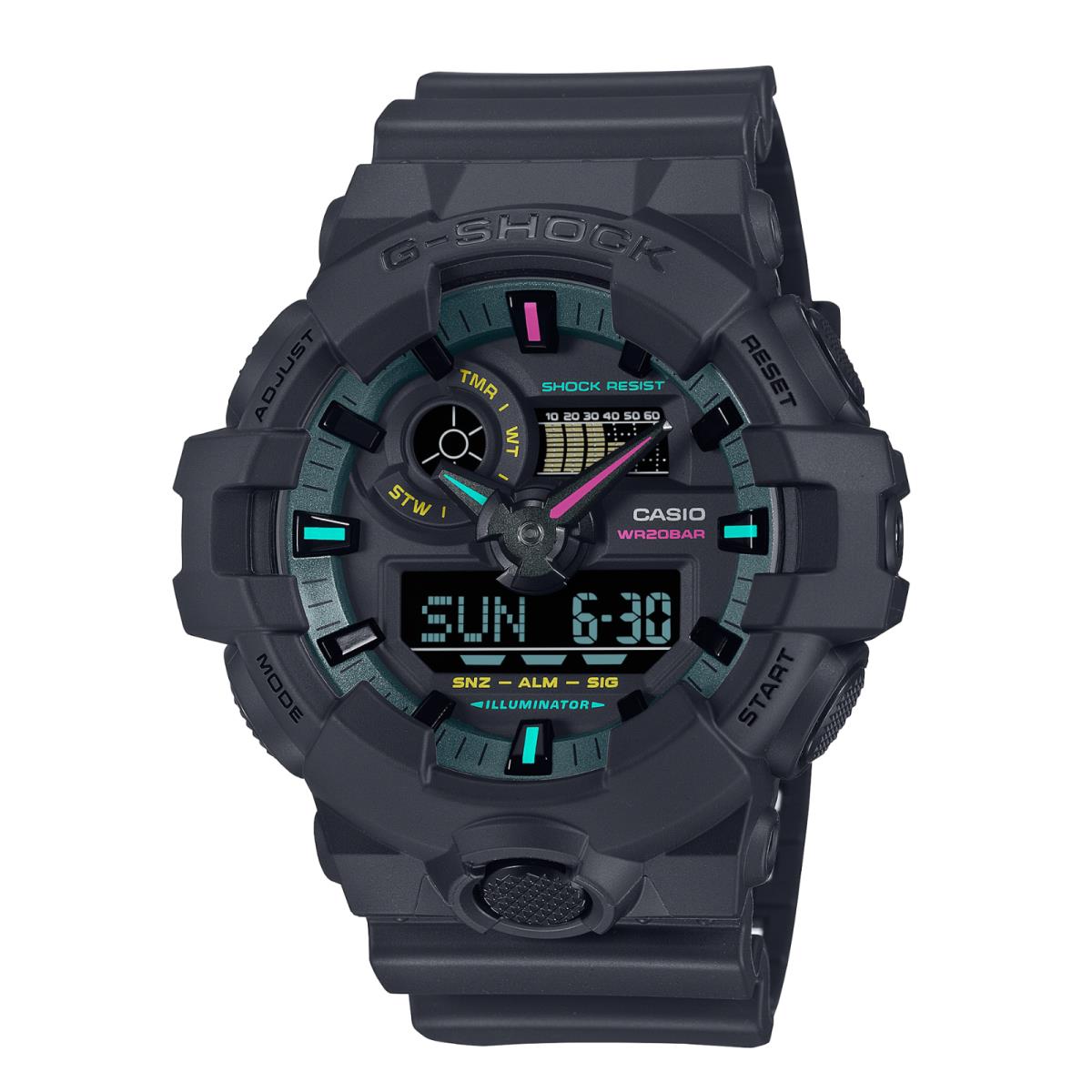 Casio G-shock GA-700MF-1A GA-700 Series Ana-digi Matte Black Rubber Wrist Watch - Dial: Black, Band: Black, Bezel: Black