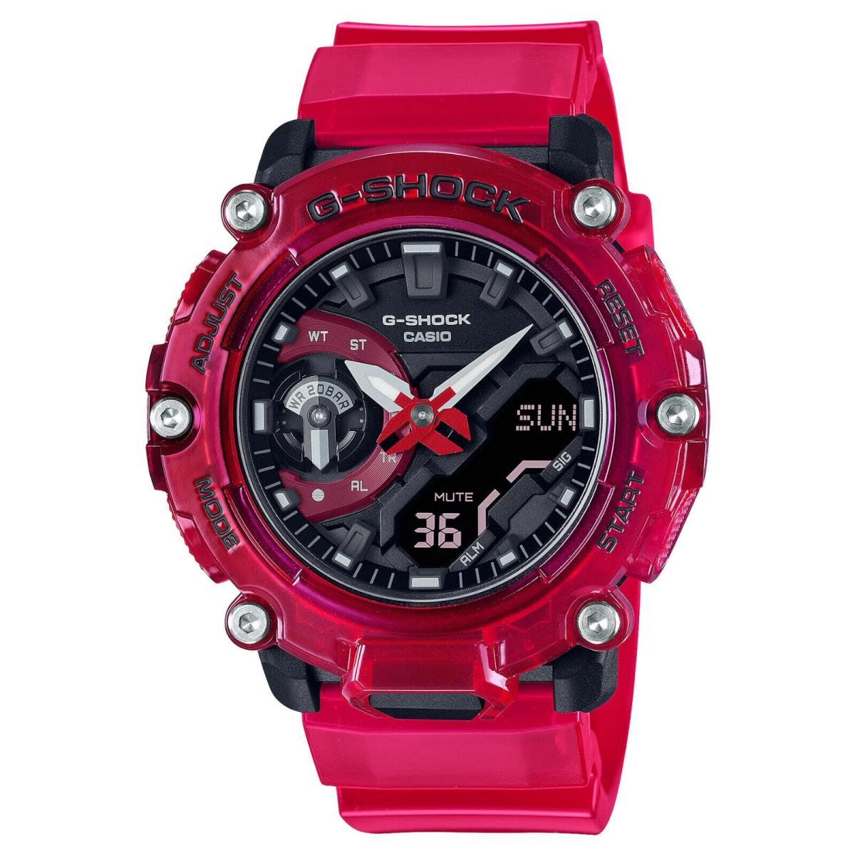 Casio G-shock GA2200SKL-4A Sound Waves Skeleton Translucent Red Watch