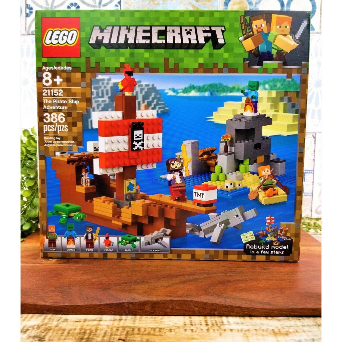 Lego 21152 Minecraft Pirate Ship Adventure 386 Pcs Alex Pirate Zombie Figures