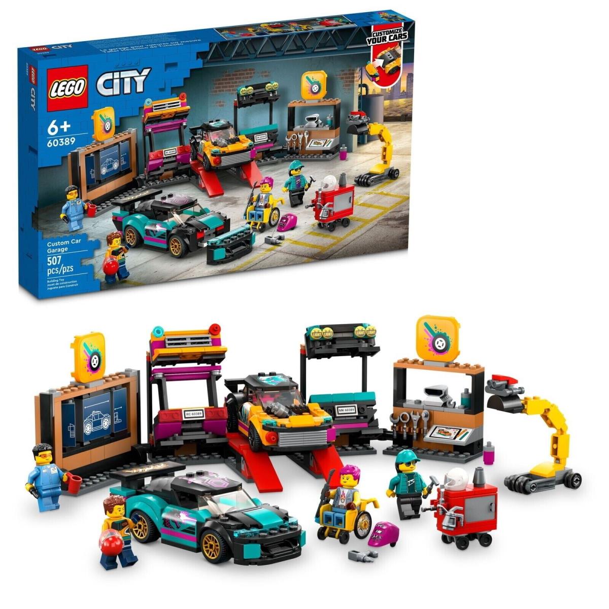 Lego City Custom Car Garage 60389 Toy Garage Building Set with 2 Cutomizable Car