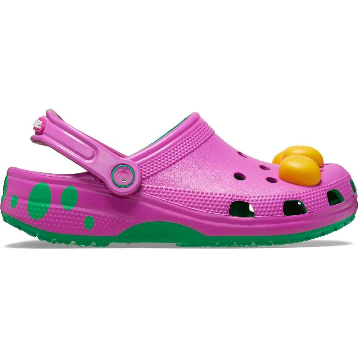 Crocs Men`s and Women`s Shoes - Barney Classic Clogs with Jibbitz Charms