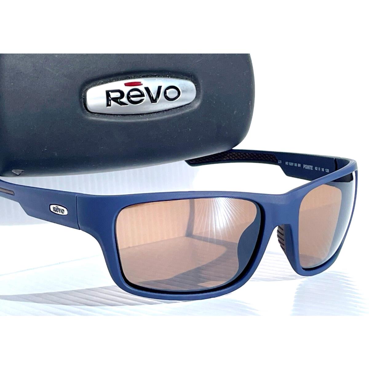 Revo Pointe Matte Navy Polarized Terra Brown Lens Sunglass RE 1237 05 BR