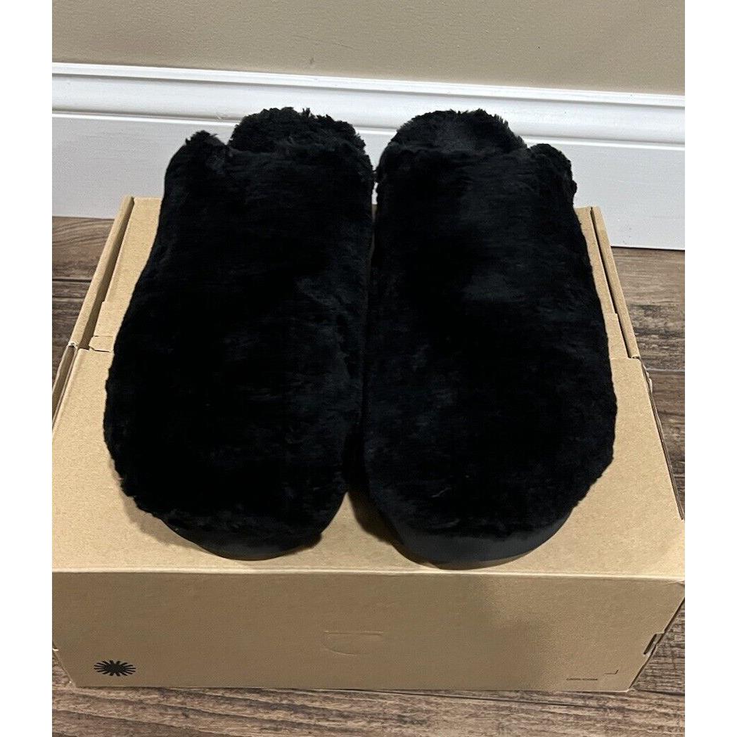 Women s Ugg Size 11 Fuzz Sugar Slide Platform Slipper Shoe Blk Black