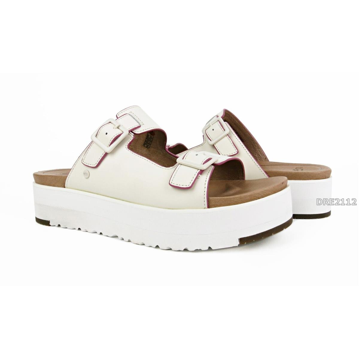 Ugg Hanneli White Leather Sandals Womens Size 7.5 -nib