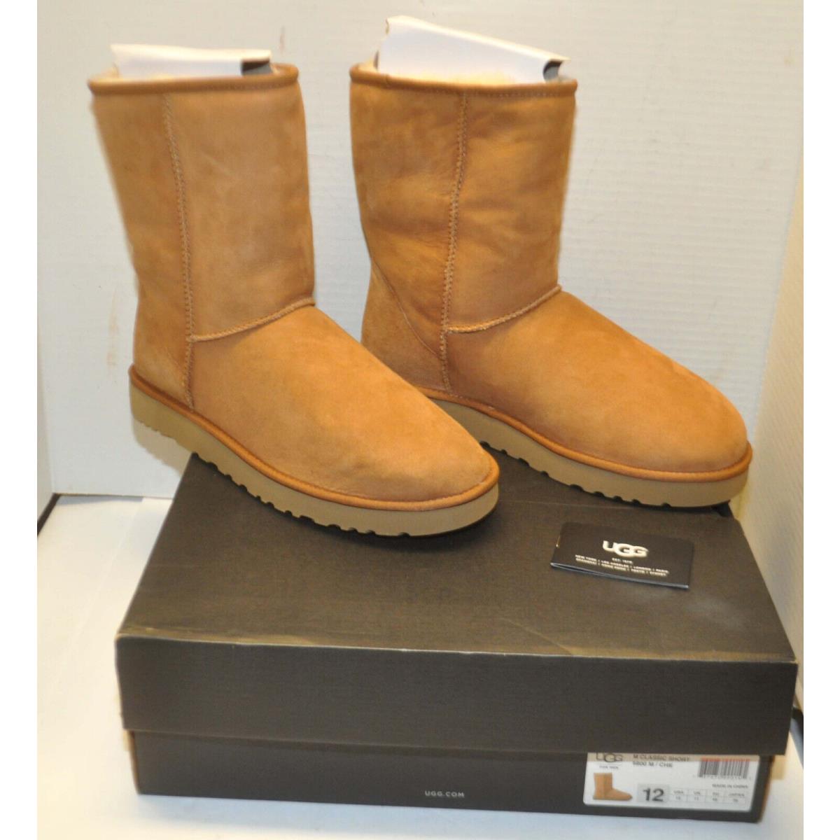 Ugg Australia Classic Short Suede Sheepskin Men`s Boots Sz. 12 Chestnut