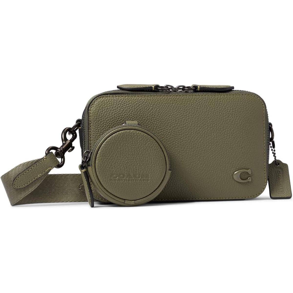 Coach Mens Charter Slim Crossbody in Pebble Leather with Sculpted C Hardware Bra Army Green