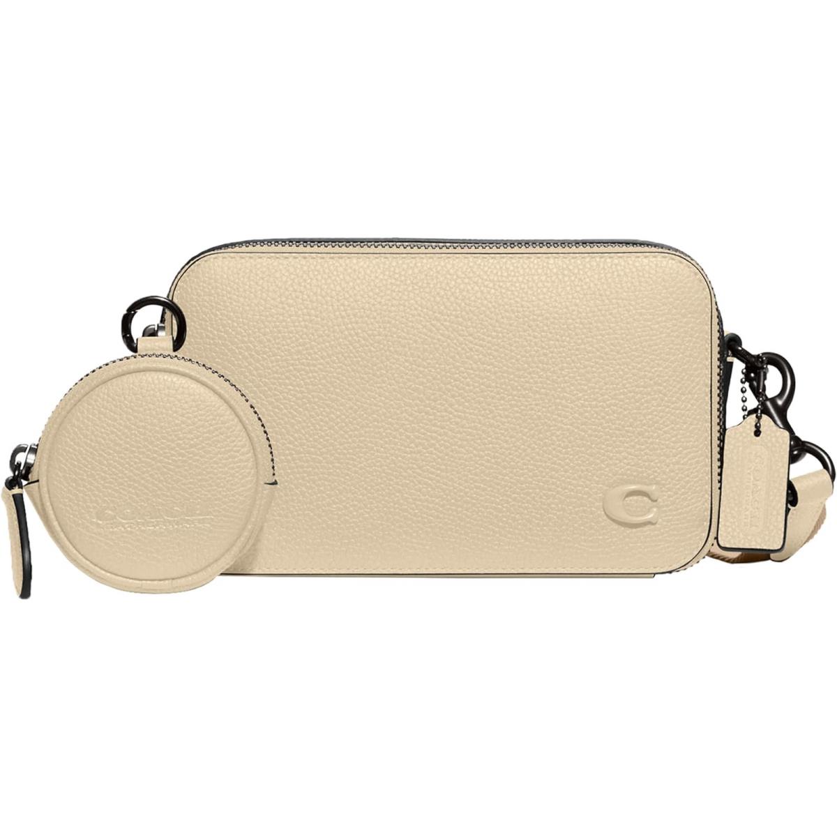Coach Mens Charter Slim Crossbody in Pebble Leather with Sculpted C Hardware Bra Ivory