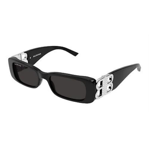 Balenciaga BB0096S-017 Black Silver Grey Sunglasses