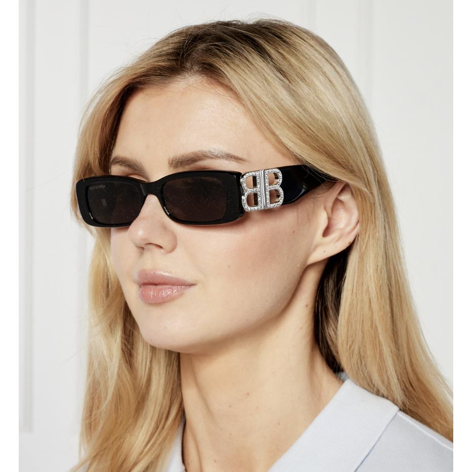 Balenciaga BB0096S-017 Black Silver Sunglasses