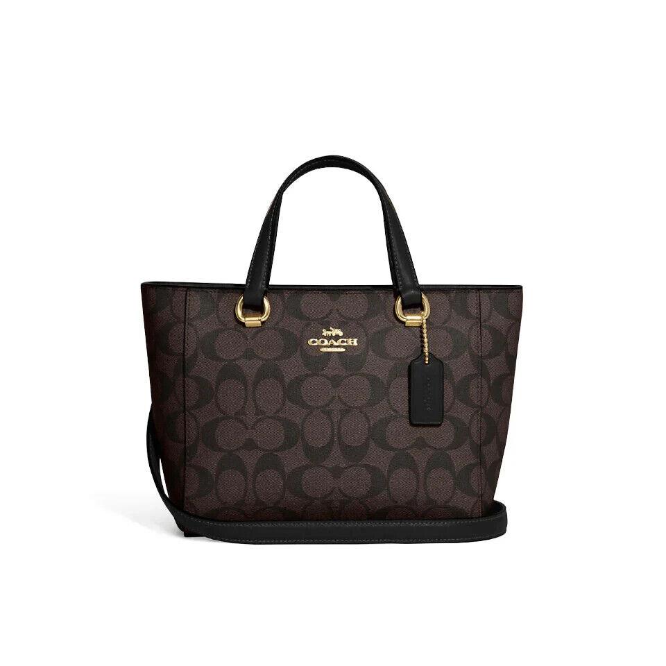 Coach Alice Satchel In Signature Canvas In Gold/brown Black Style CA613