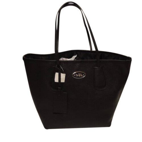 Coach Taxi Large Tote Black Embossed Textured Leather 33581 Carriage Logo