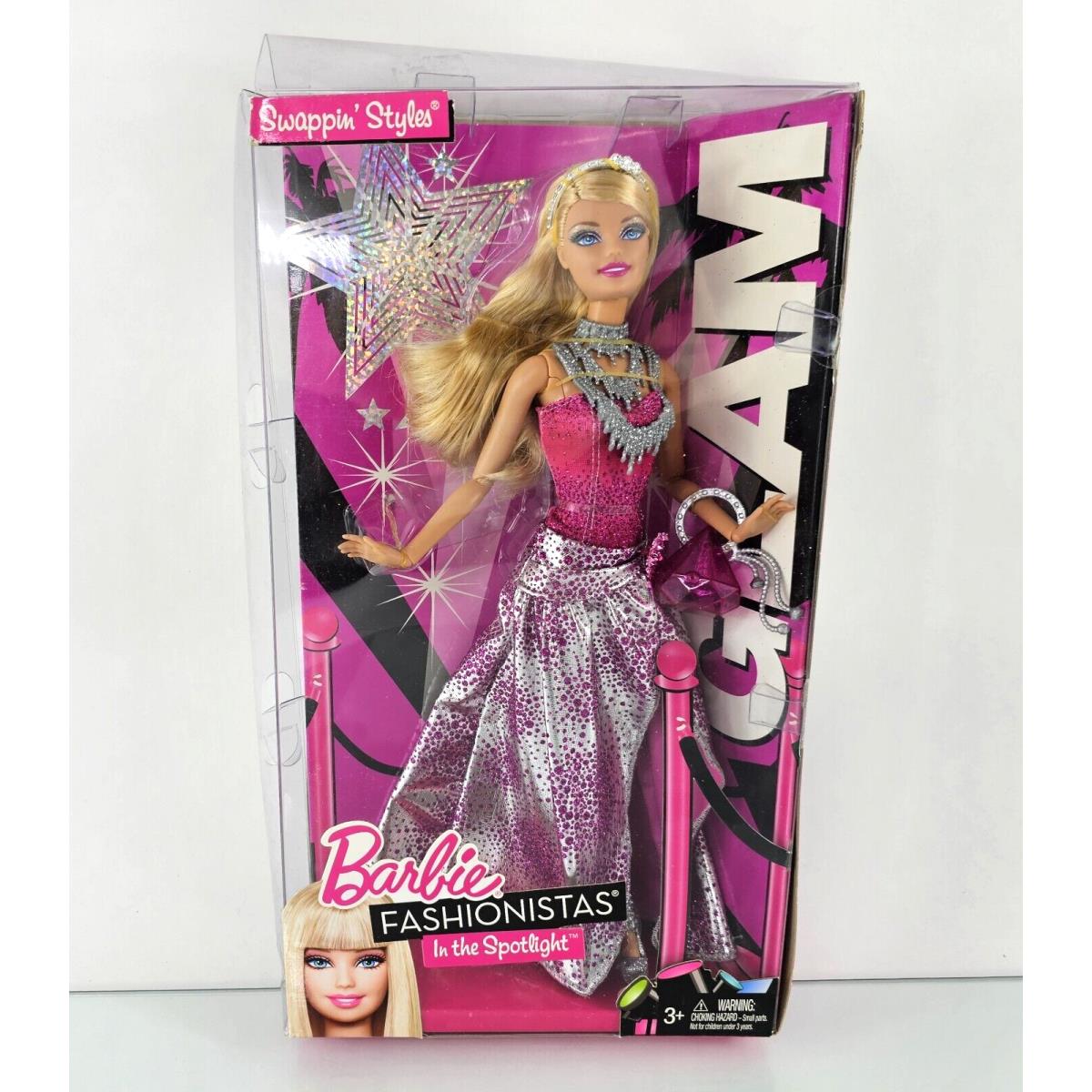 Barbie Fashionistas Glam Doll V4390 Swappin` Styles In The Spotlight Mattel 2010