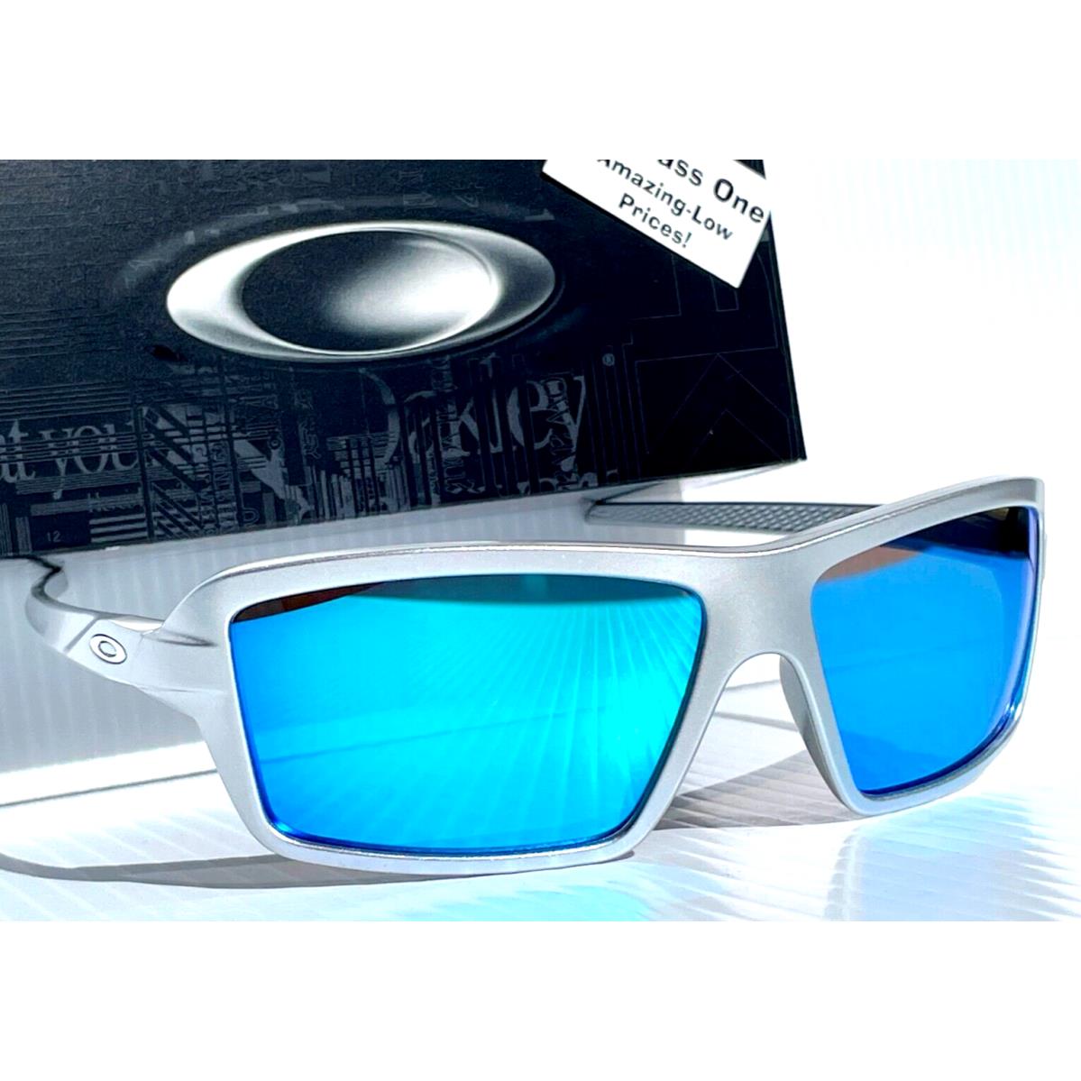 Oakley Cables Silver Polarized Galaxy Blue Mirror Lens Sunglass 9129-12