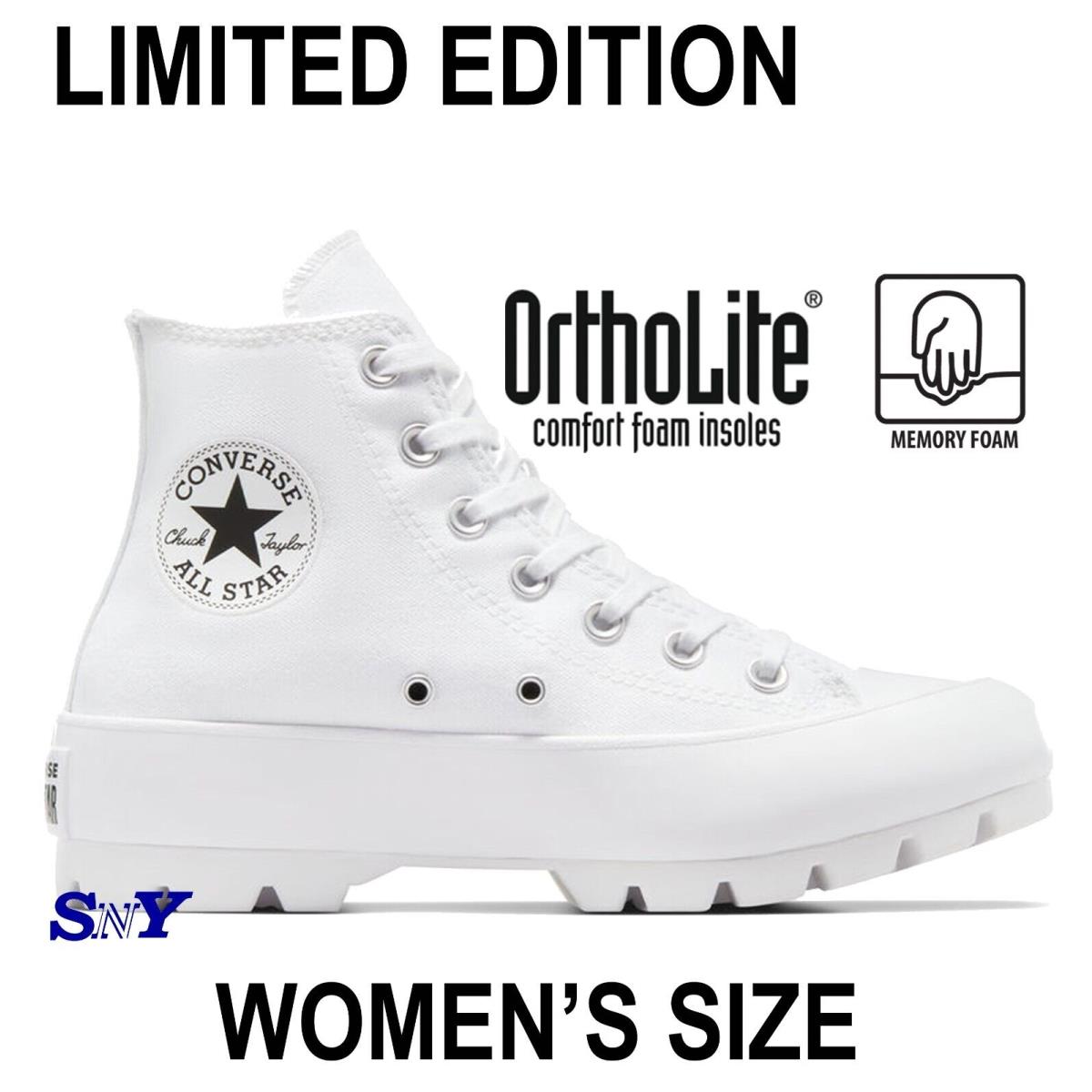 Converse Women`s Chuck Taylor All Star Lugged Canvas Upper Boots Ortholite Insol - White