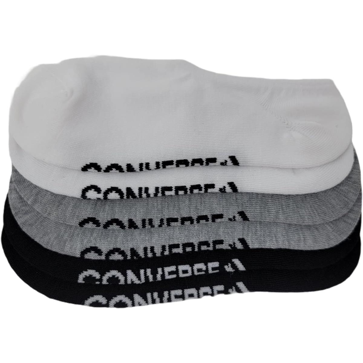 Converse Women`s 3 Pack Flat Knit Ultra Low Socks No Show Made For Chucks Shoe S Black/White/Grey