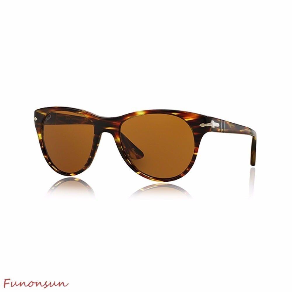 Persol Women`s Sunglasses PO3134 938/33 Striped Green/brown Lens Pilot