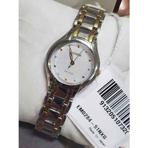 Citizen Eco-drive Silhouette Mother of Pearl Dial Women`s 27mm Watch EM0284-51N