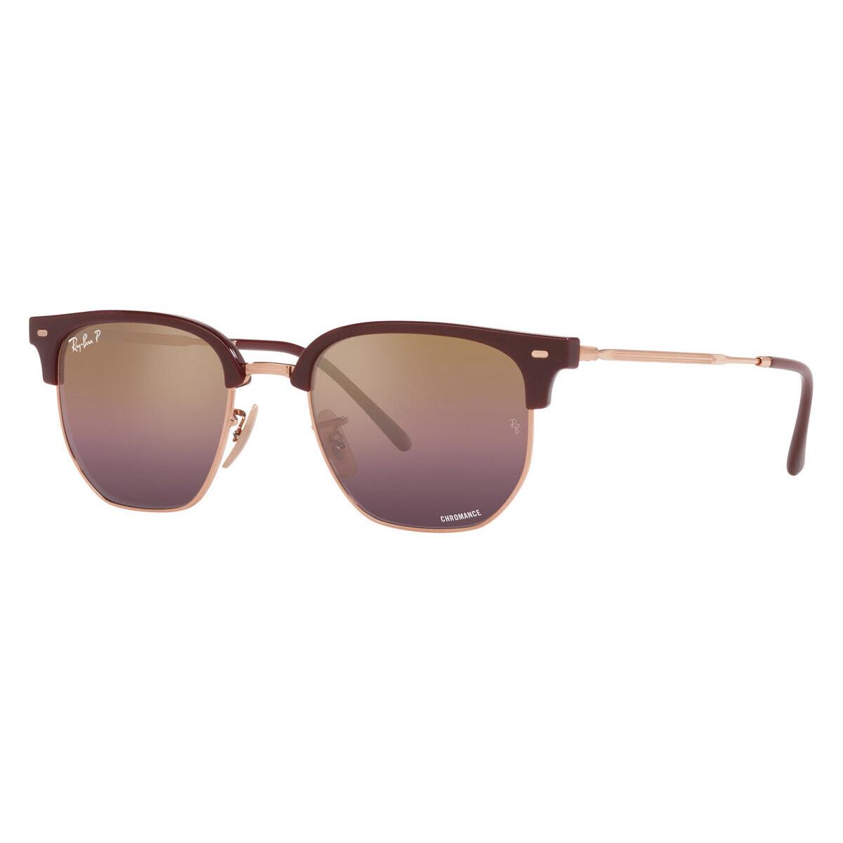 Ray-ban New Clubmaster RB4416 Clubmaster RB4416 Sunglasses Irregular 53mm - Frame: Bordeaux on Rose Gold / Polarized Wine, Lens: Polarized Wine
