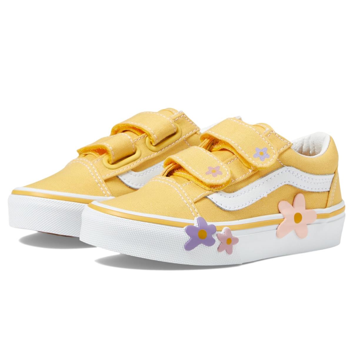 Vans Kids Vans Kids Old Skool V Hook Loop Flower Sneaker Little Kid Yellow