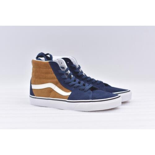 Men`s Vans Sk8-Hi Blue Brown Corduroy High Top Sneakerss Size 6.5