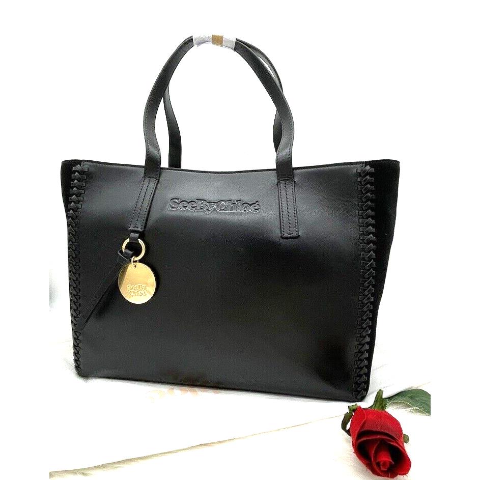 See By Chloe Tilda Mix Leather Suede Tote Shopper In Black