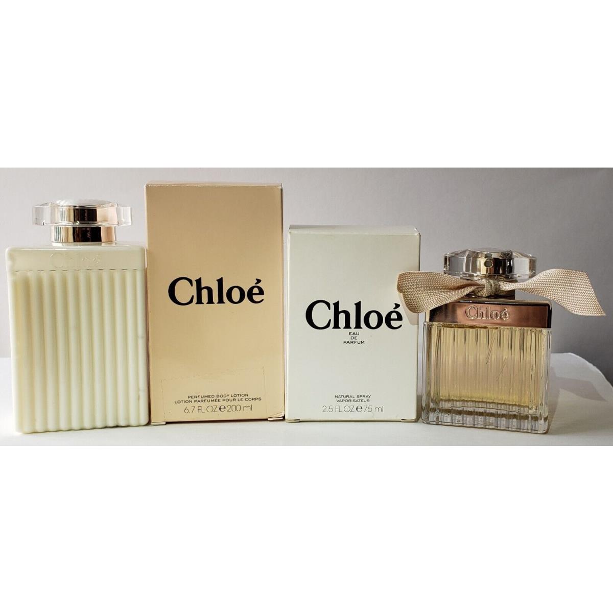 Chloe Set OF 2 Eau de Parfum Edp Spray Perfume 2.5 oz Plus Body Lotion 6.7 oz