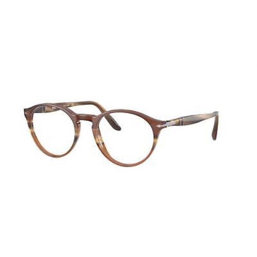 Persol PO3092V 9063 Black Striped Brown Demo Lens Panthos 50 mm Men`s Eyeglasses