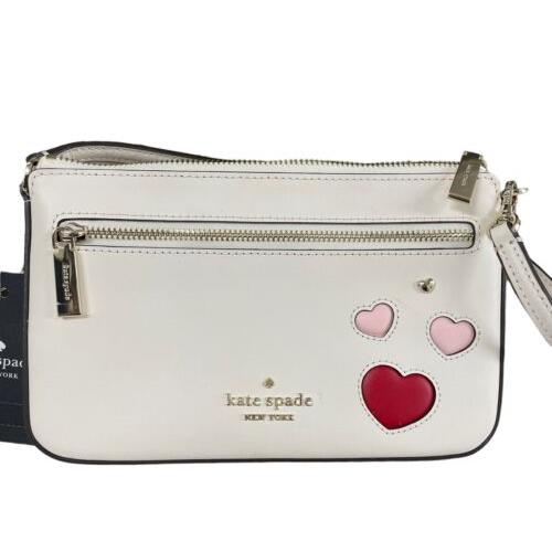 Kate Spade Convertible Heart Wristlet Purse Clutch Handbag Leather White