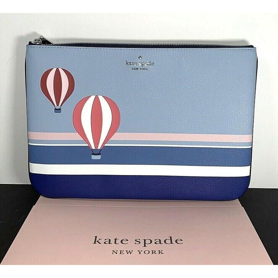 Kate Spade Up up and Away Hot Air Balloon Large Zip Pouch New