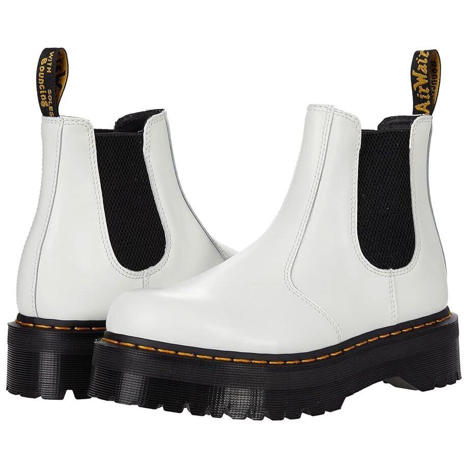 Women`s Shoes Dr. Martens 2976 Quad Leather Chelsea Boot 25055100 White Smooth - White