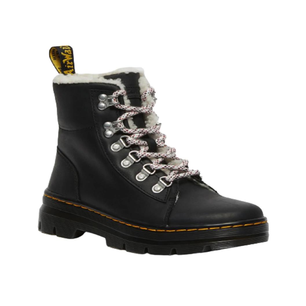 Women Shoes Dr. Martens Combs Combat Shearling Boots 27120001 Black Wyoming