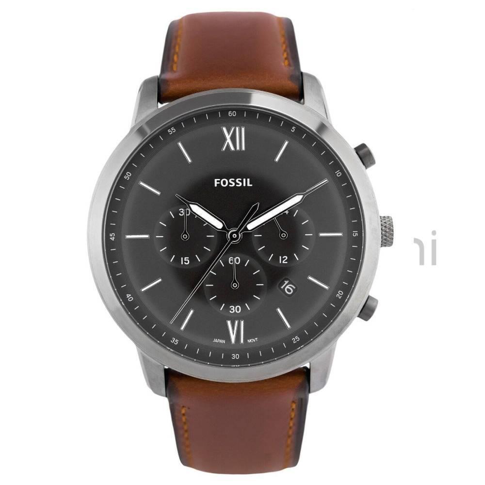 Fossil FS5512 Men`s Neutra Chronograph Brown Leather Watch 44mm