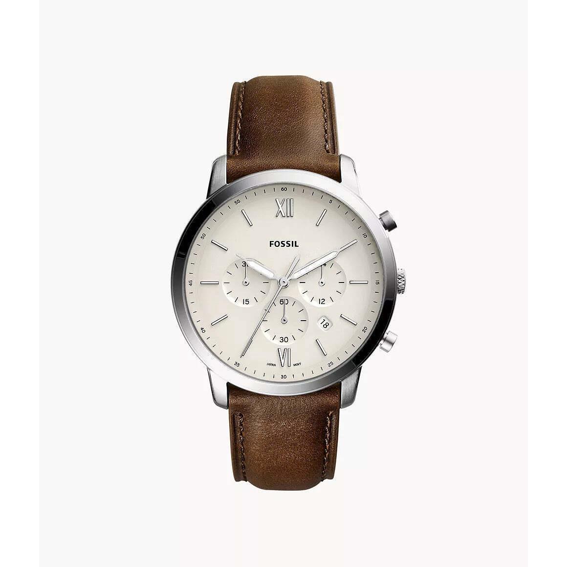 Fossil FS5380 Men`s Neutra Chronograph Brown Leather Watch 44mm