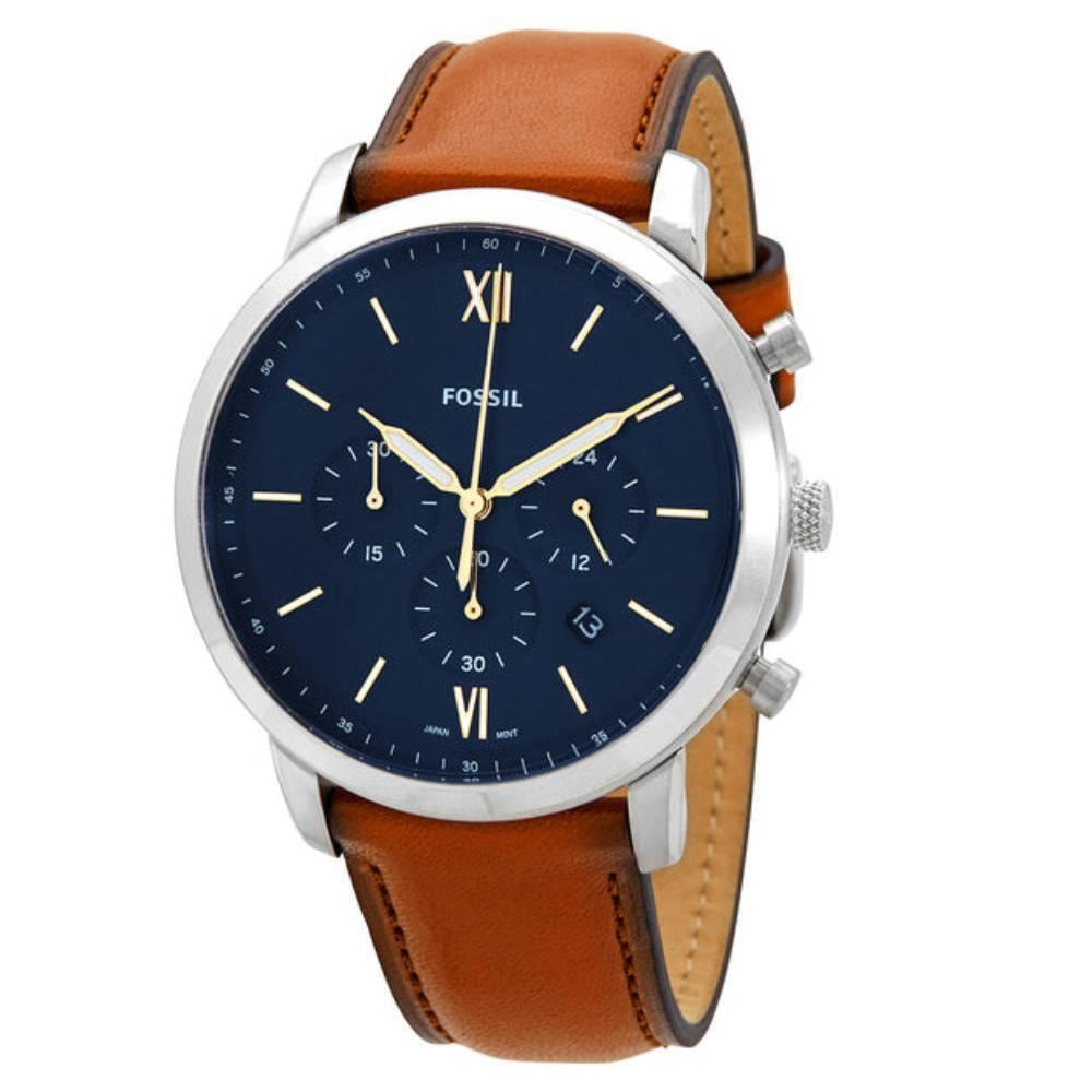 Fossil FS5453 Men`s Neutra Chronograph Brown Leather Watch 44mm