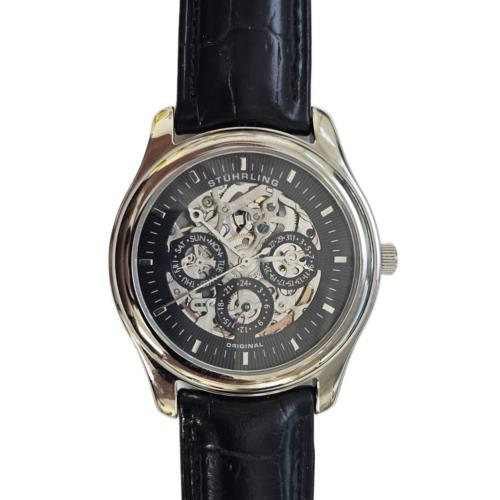 Stuhrling Rare Automatic Multifunction Day Date Leather Strap Mens Watch