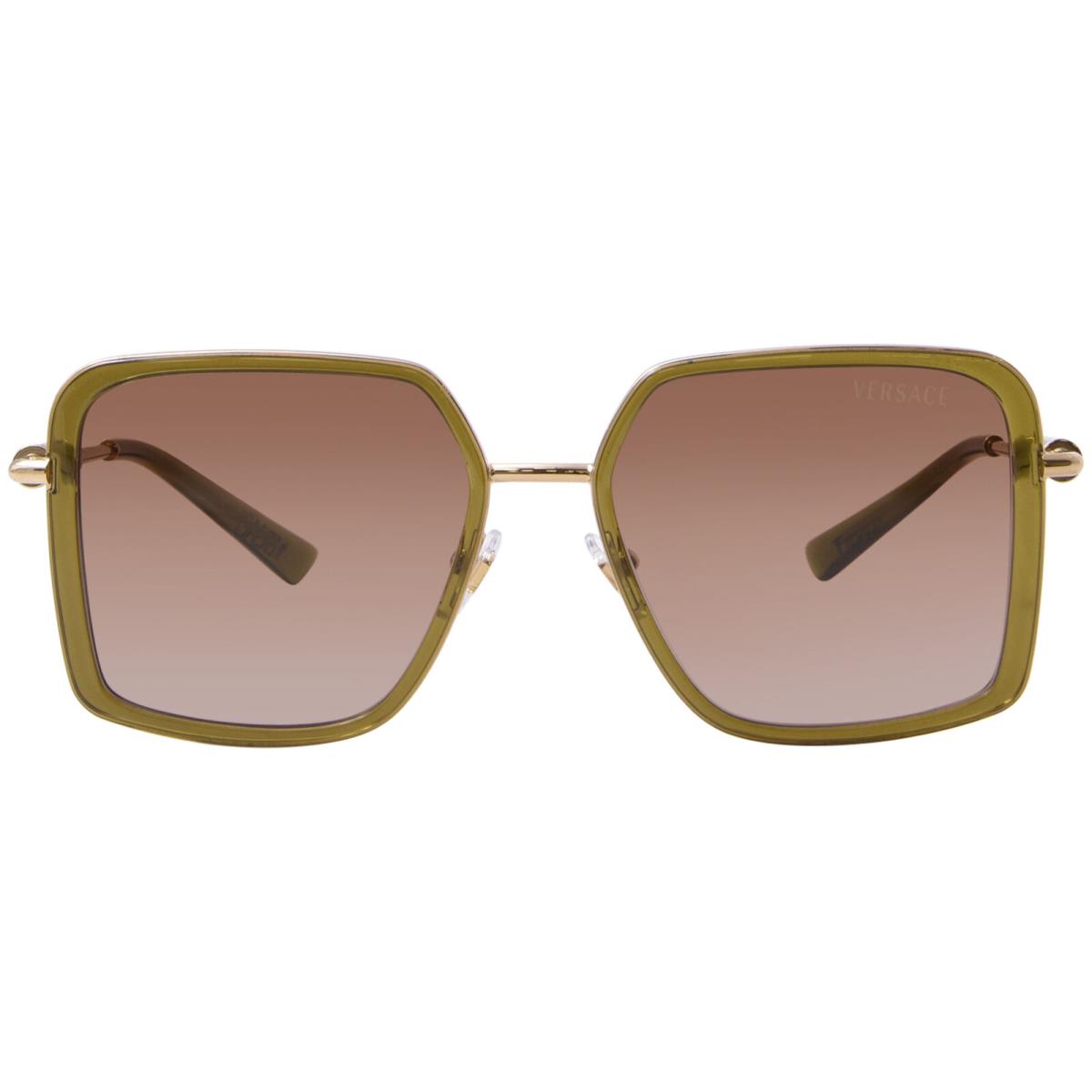 Versace VE2261 150913 Sunglasses Women`s Green Transparent/brown Gradient 56mm