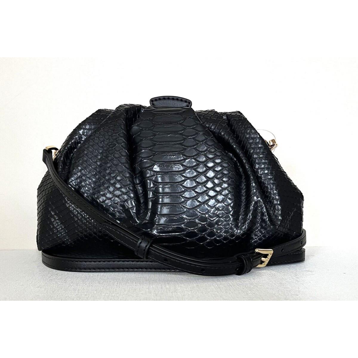 Michael Kors Nola Small Snake Embossed Crossbody Chain Clutch Black Dust Bag