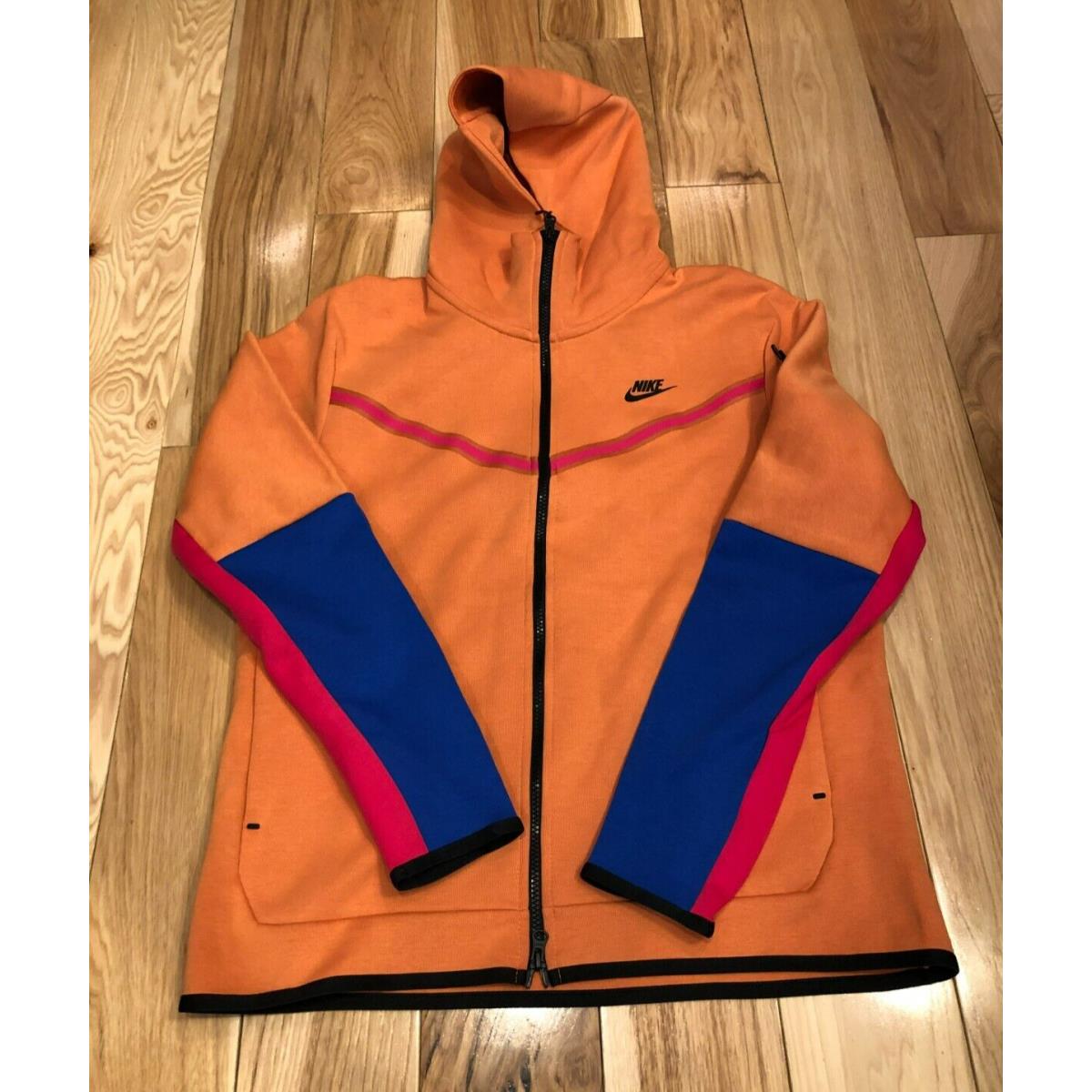 Nike Sportswear Tech Fleece Hoodie Hot Curry Pink Blue CU4489 808 Men`s Small