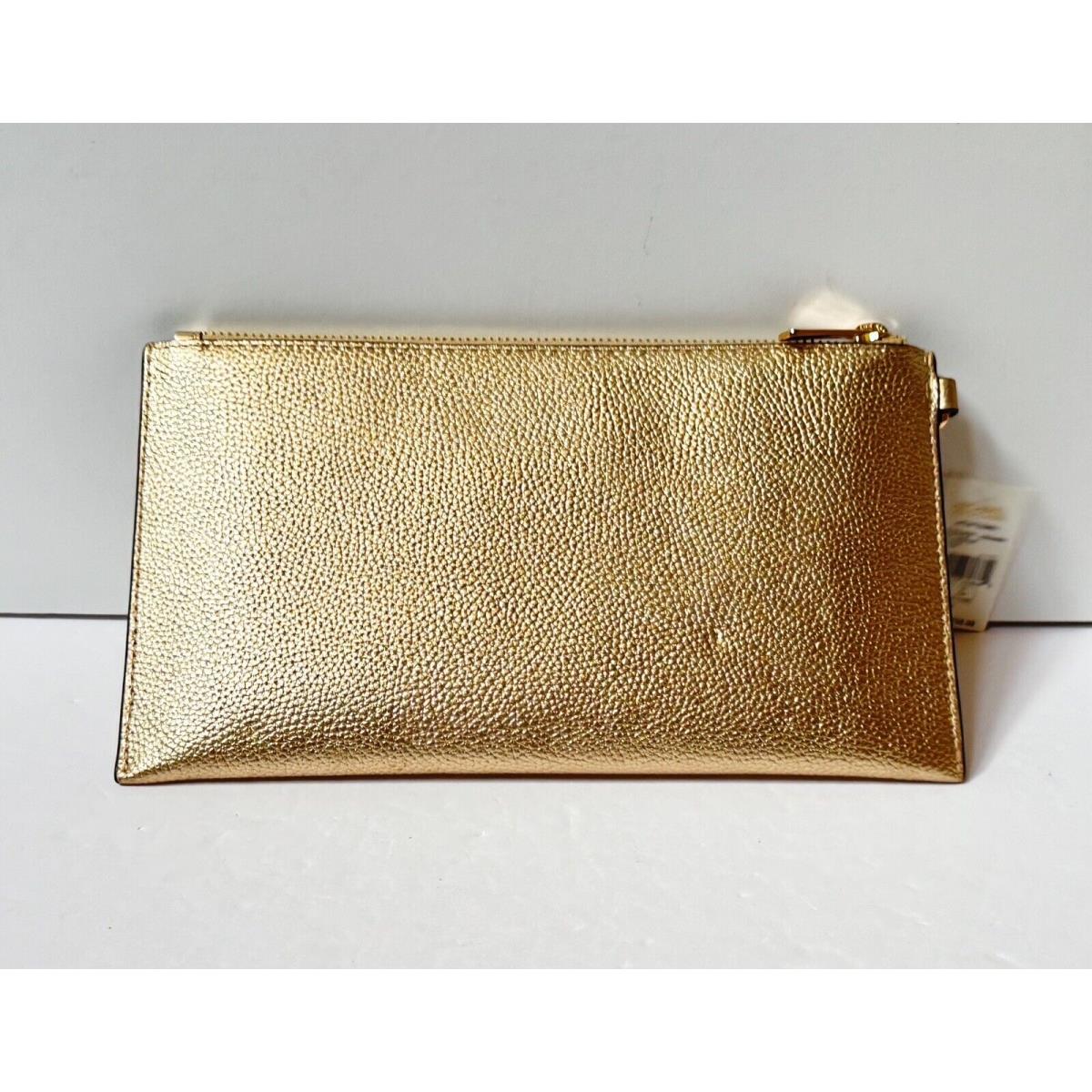 Michael Kors Jet Set Travel Large Clutch Leather Wristlet Pale Gold