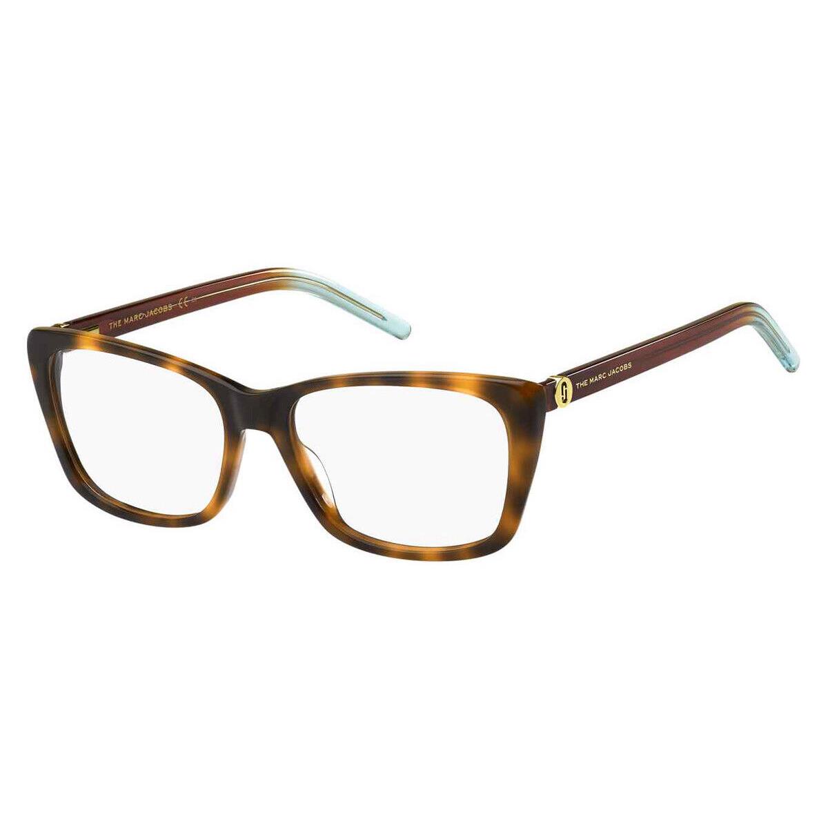 Marc Jacobs 598 Eyeglasses Women Havana Azure Rectangle 54mm - Frame: Havana Azure, Lens: Demo