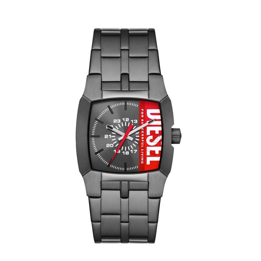 Diesel Cliffhanger DZ2188 Stainless Steel Black Grey Red Square Dial