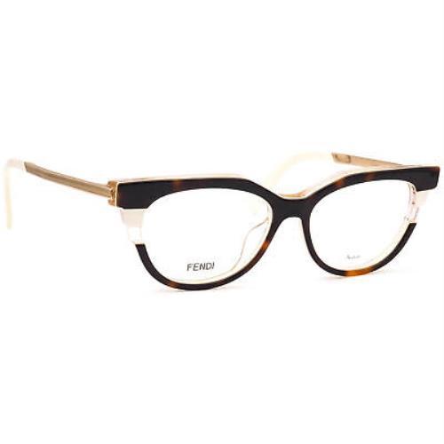 Fendi Eyeglasses FF 0116 Muv Dark Havana/gold Cat Eye Frame Italy 52 15 140