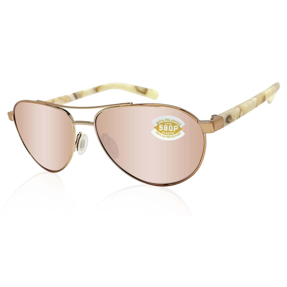 Costa Del Mar Fernandina Rose Gold Copper Silver Mirror 580 Plastic Lens