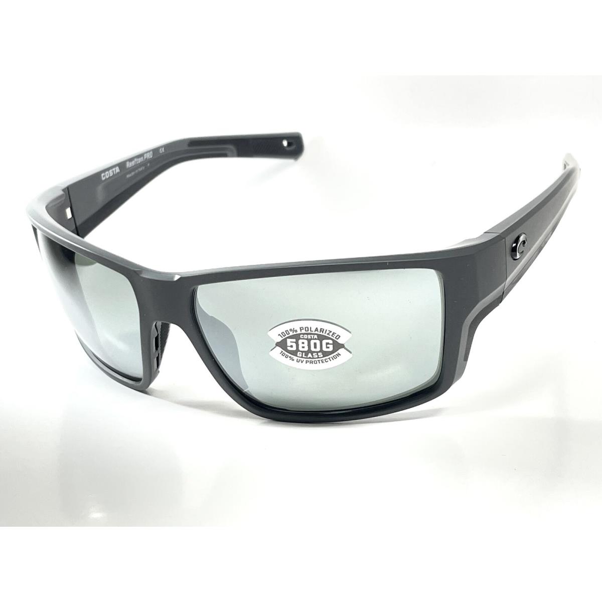 Costa Del Mar Reefton Pro Sunglasses Matte Gray Silver Mirror 580 Glass Lens