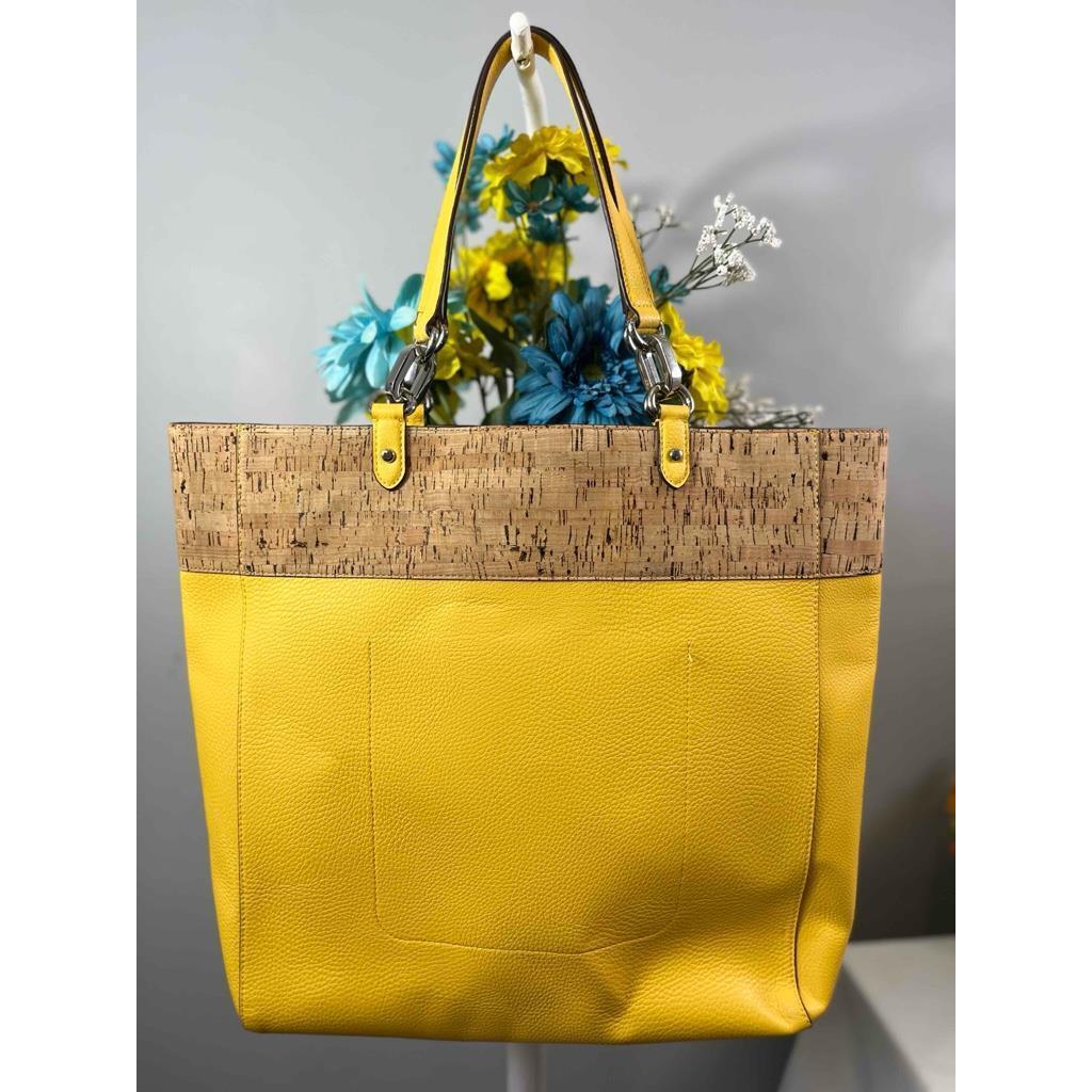 Ralph Lauren Hanway Canary Yellow Cork North/ South Tote Bag