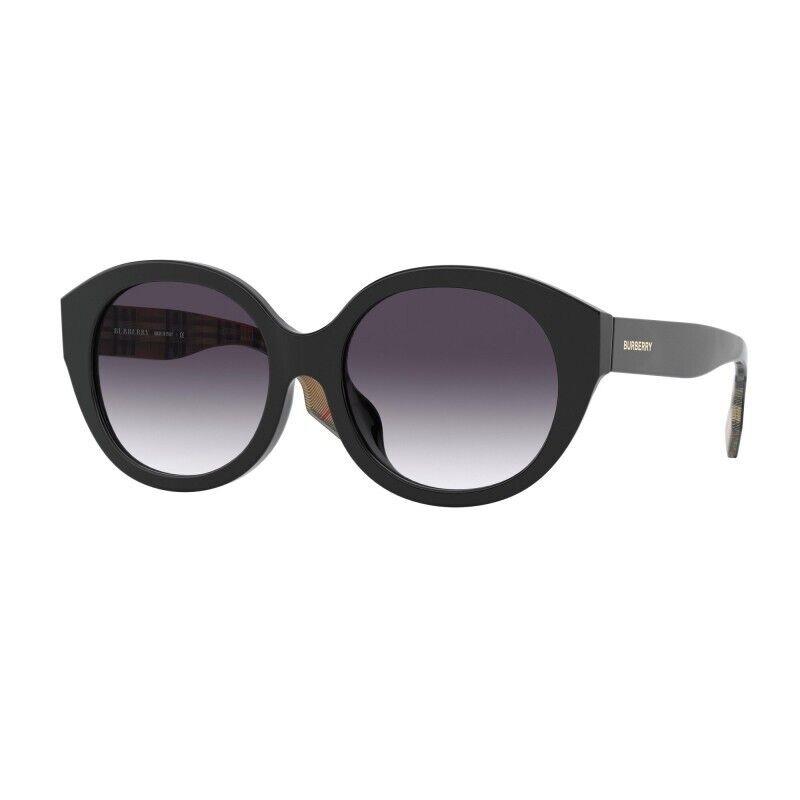 Burberry BE4304-D 37738G Oval Shiny Black/gradient Smoke Sunglasses