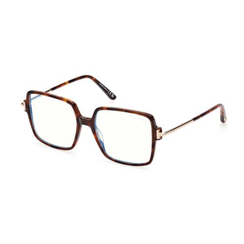 Tom Ford FT5915 052 Red Havana/clear Square Women`s Eyeglasses