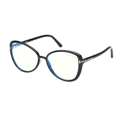 Tom Ford FT5907 001 Shiny Black / Clear Butterfly Shaped Women`s Eyeglasses